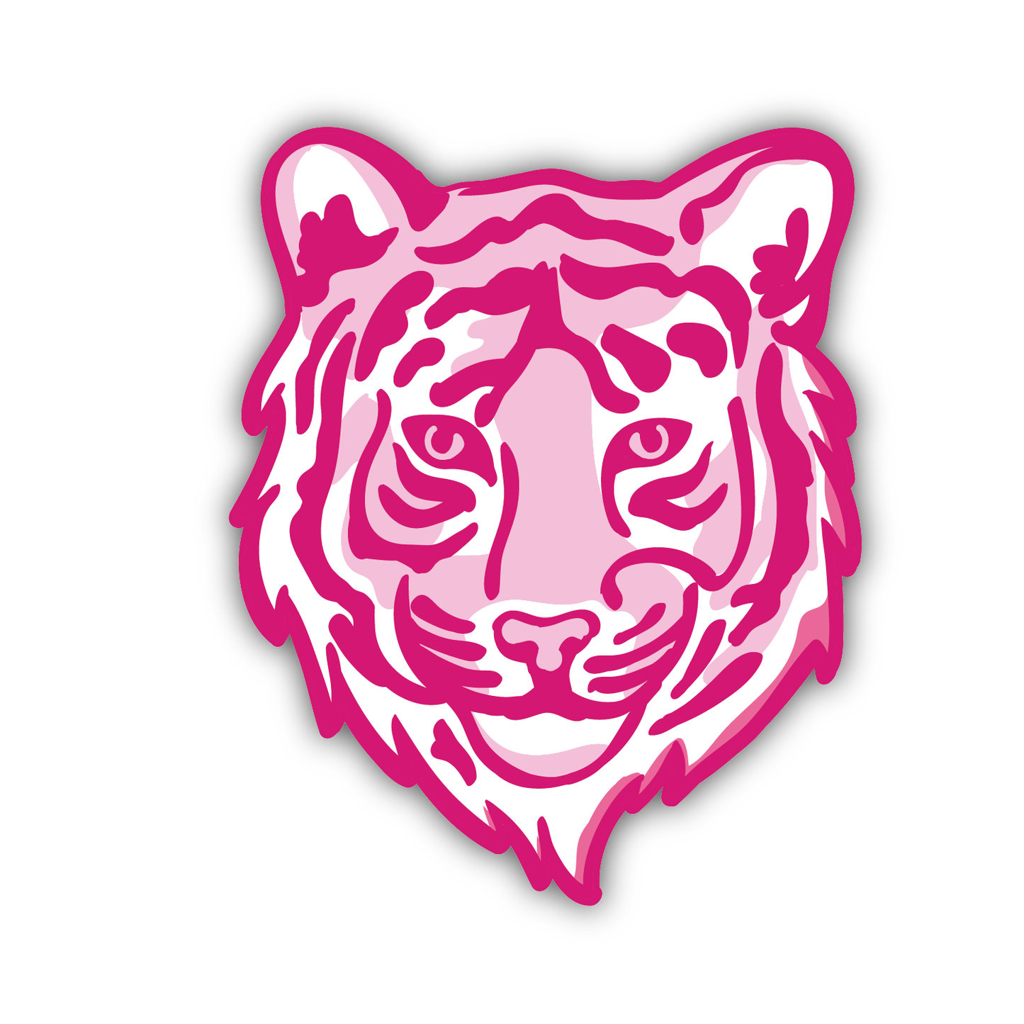 Pink Tiger Face Decal - (Multiple Sizes)