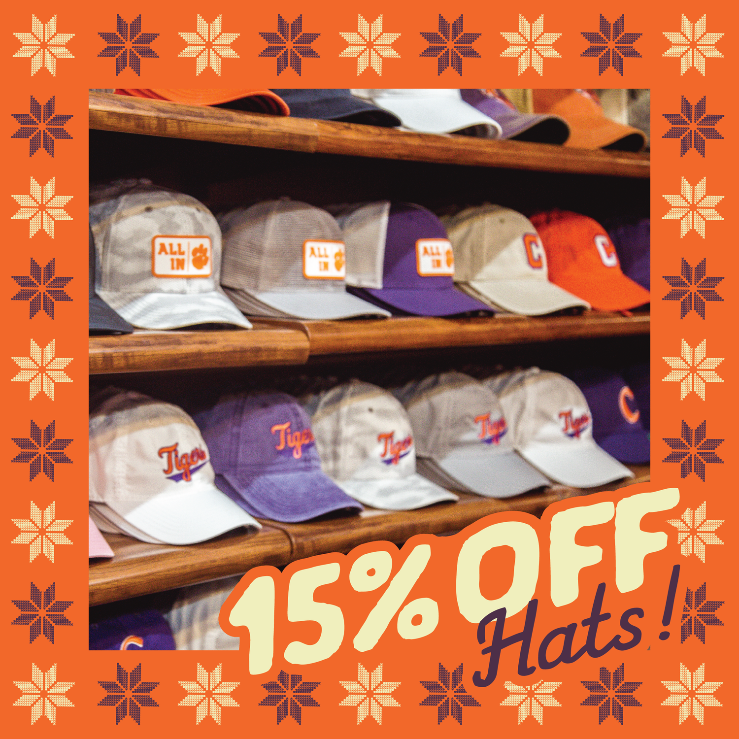 15% off Hats