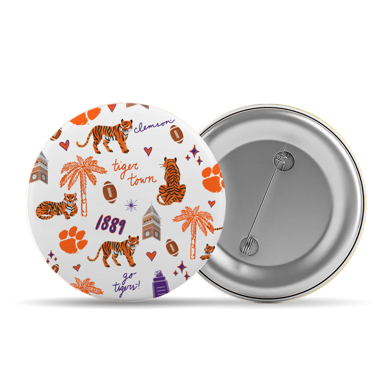 3" Clemson Elements Button