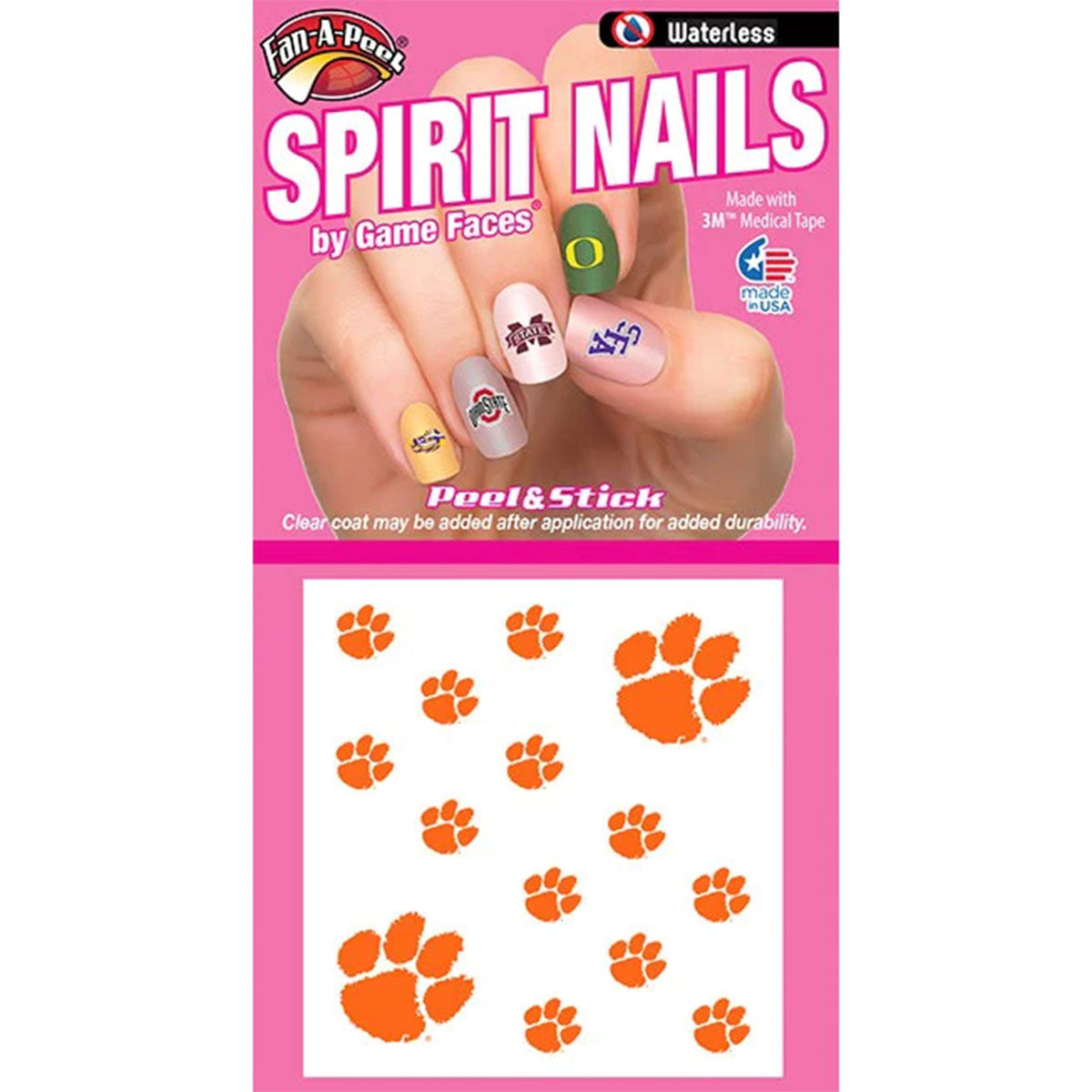 Clemson Paw Nail Art