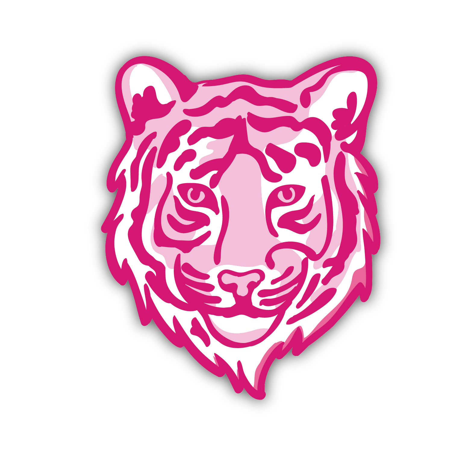 Pink Tiger Face Decal - (Multiple Sizes)