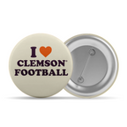 3" I Love Clemson Football Button