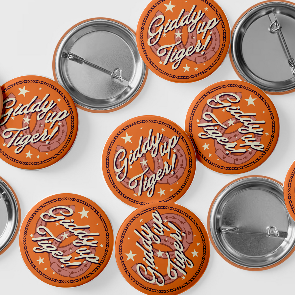 3" Giddy Up Tiger Button