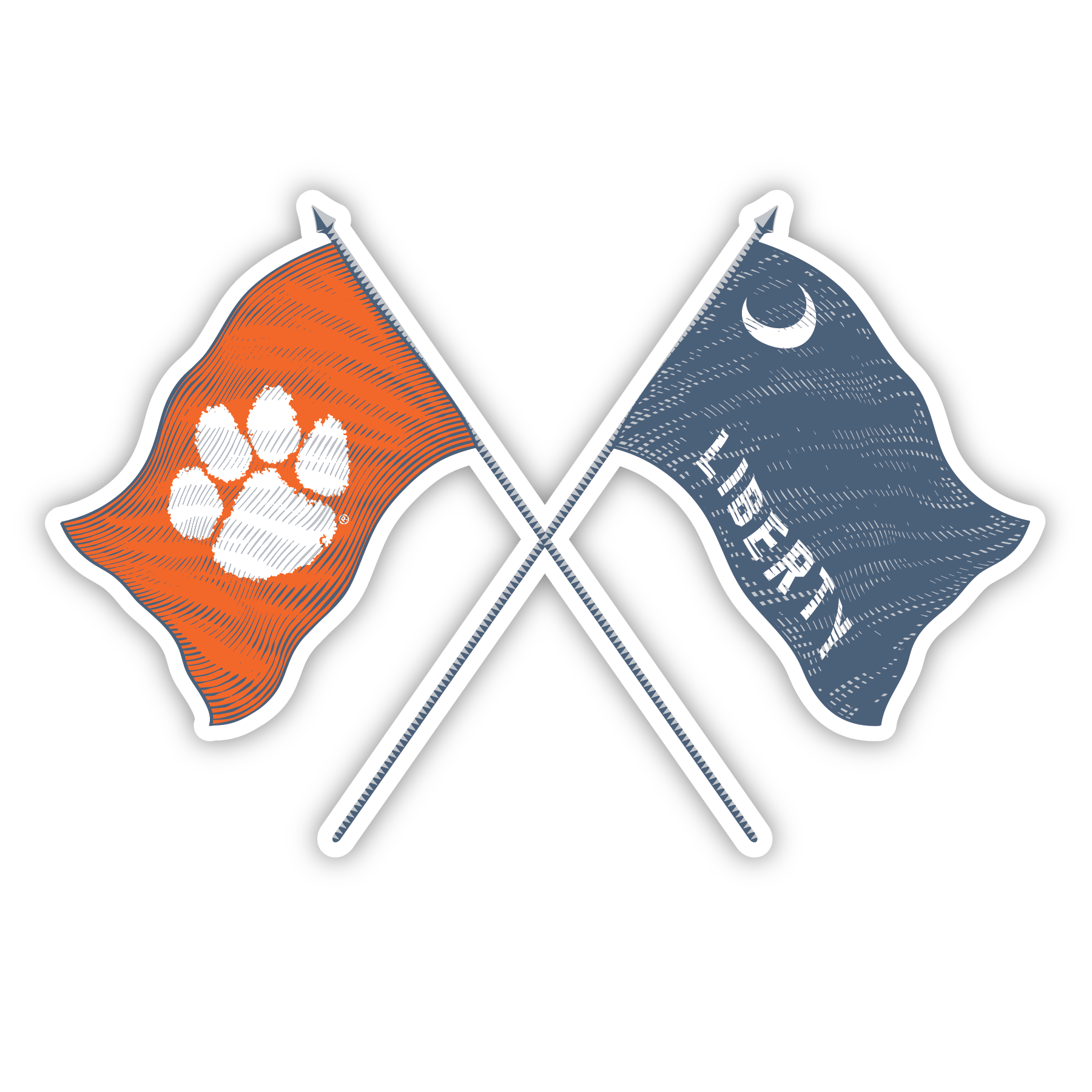Clemson Liberty Flags Decal