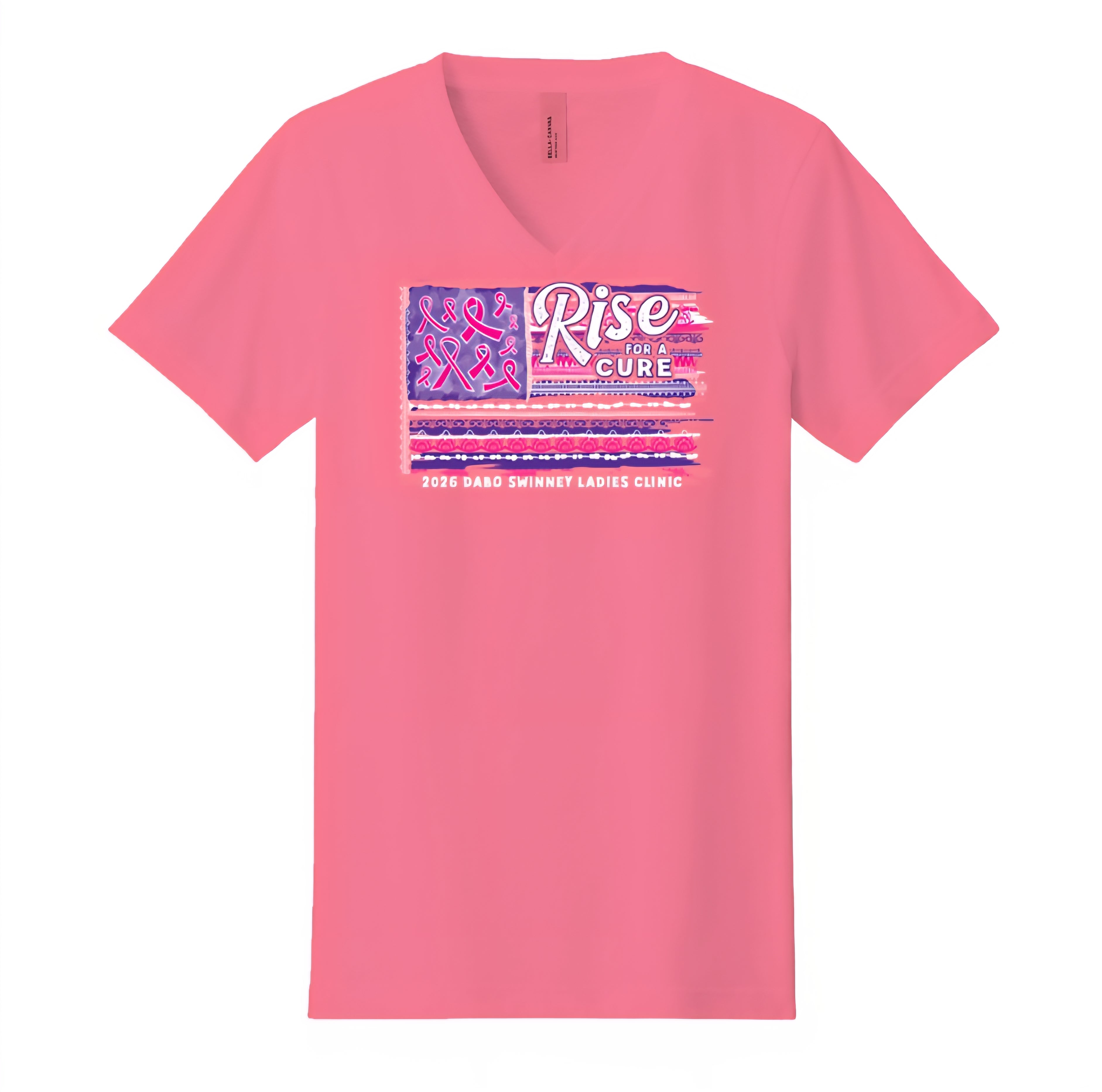 26' Ladies Clinic Neon Pink V-Neck