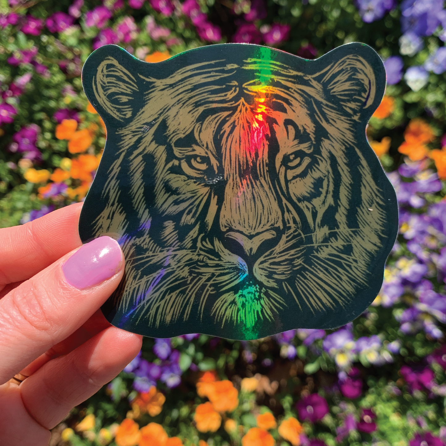 Holographic Golden Tiger Decal