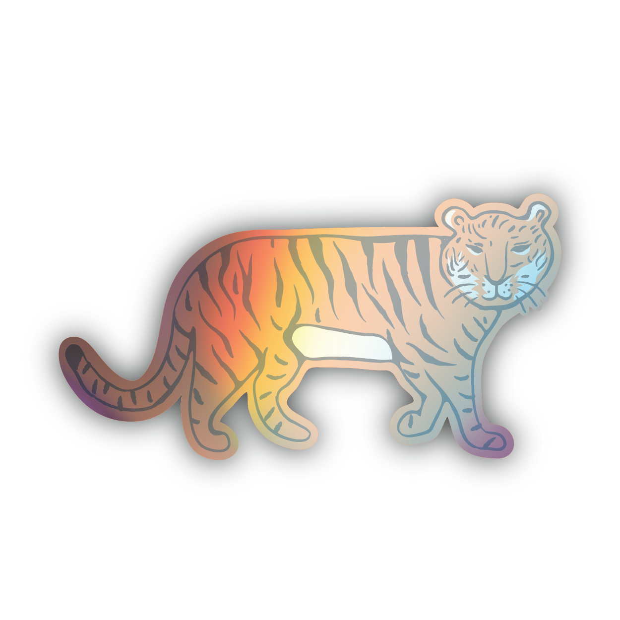 Holographic Tiger Doodle Decal