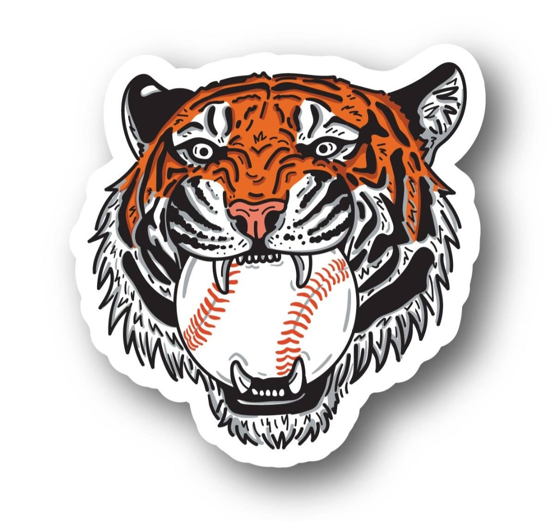 Tiger Face Baseball Decal