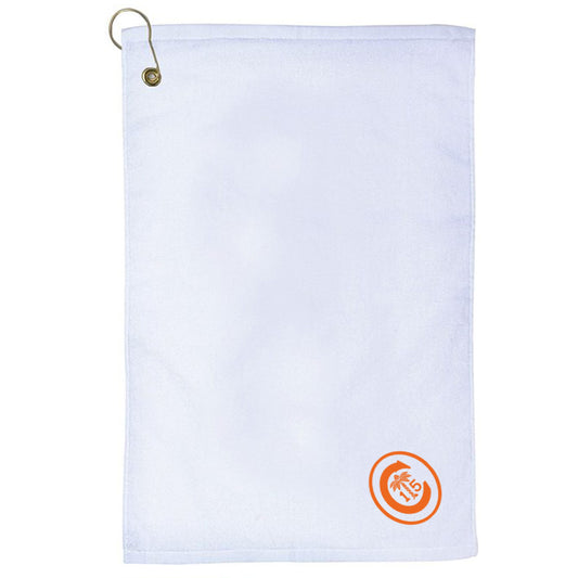 Clemson Ring Crest Golf Towel in White